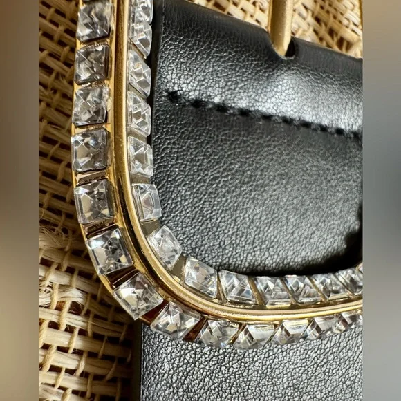 Steve Madden Reversible Vegan Leather Belt Black Burgundy Rhinestone Buckle Med. - Picture 7 of 12